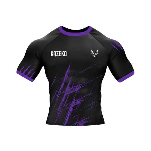 Kazeko K1 Violet - rashguard JJB homme haut compression grappling | Kazeko Fight