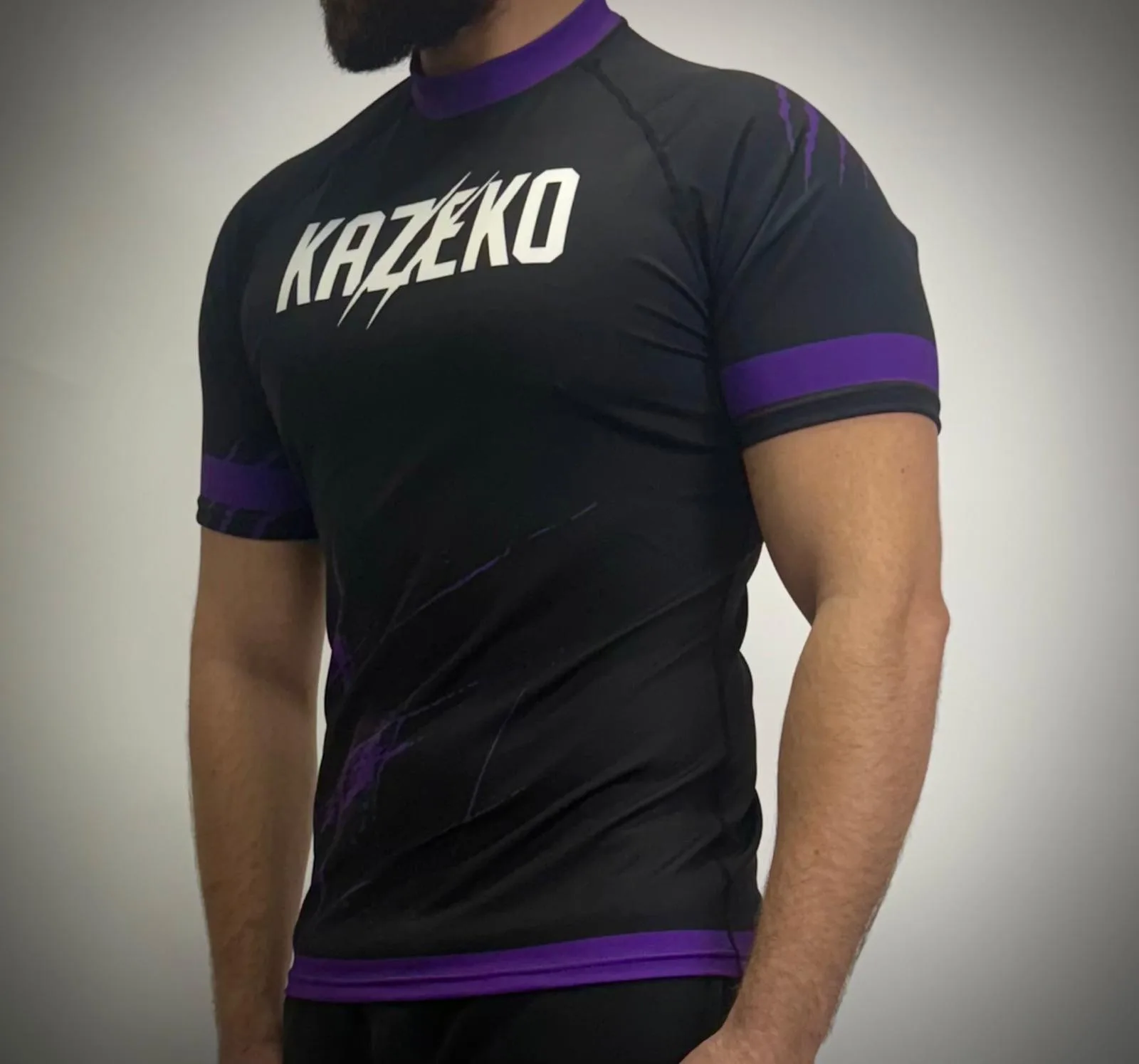 Kazeko K2 Violet - rashguard JJB homme haut compression grappling | Kazeko Fight