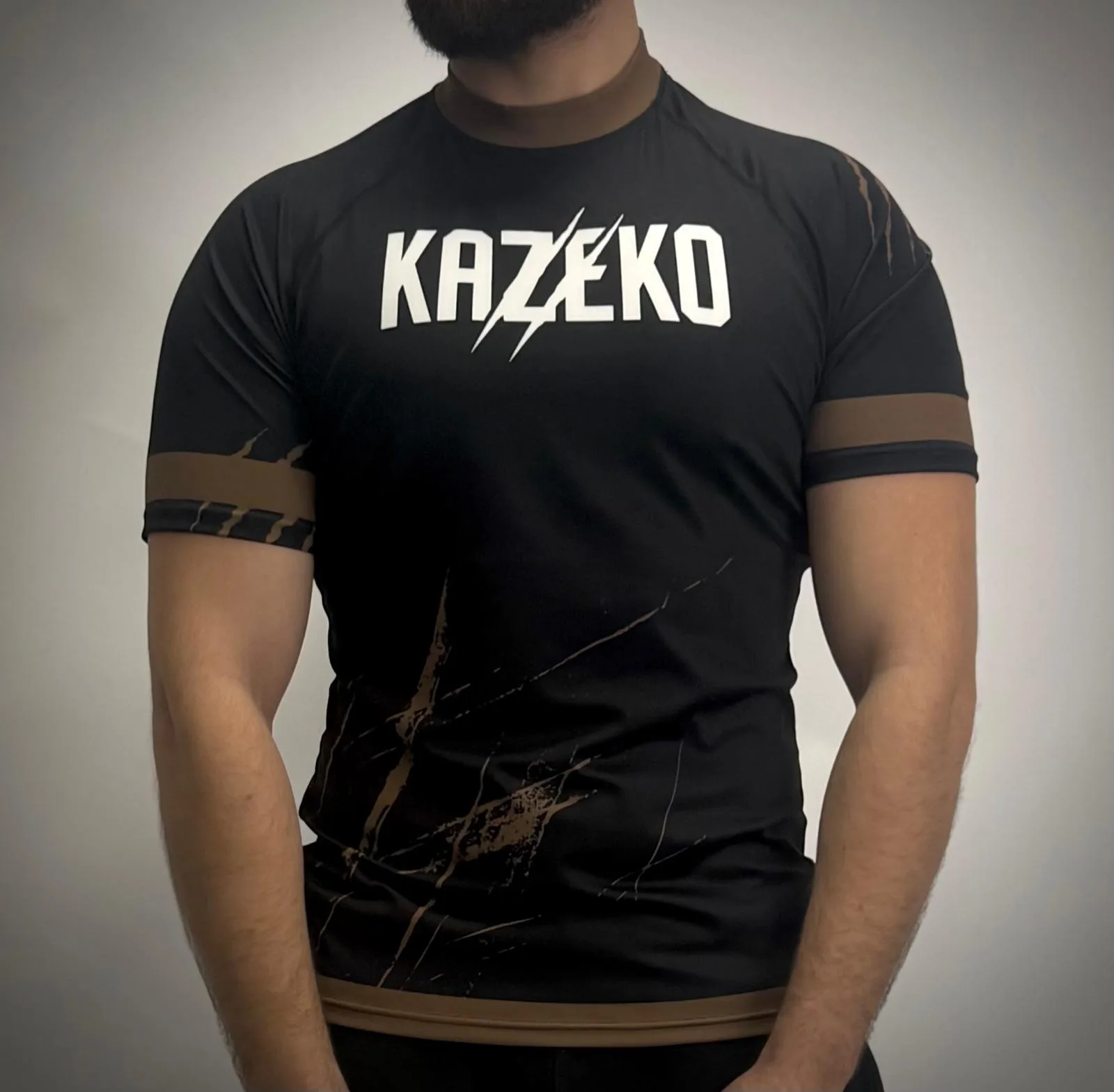 Kazeko K2 Marron - tee shirt MMA rashguard homme manche courte | Kazeko Fight